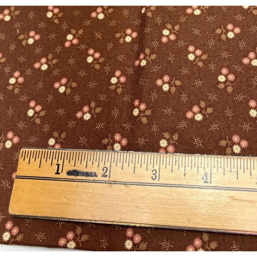 Small Floral Brown Quilting Cotton Fabric 19x22